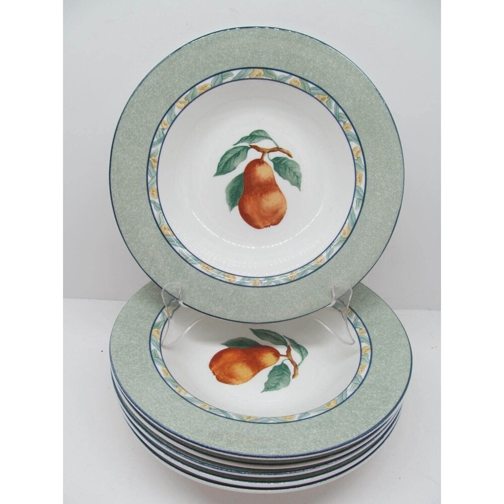 Victoria Beale L Amour 9040 Set Of Six 8 5/8" Rimmed Soup Bowls VGC